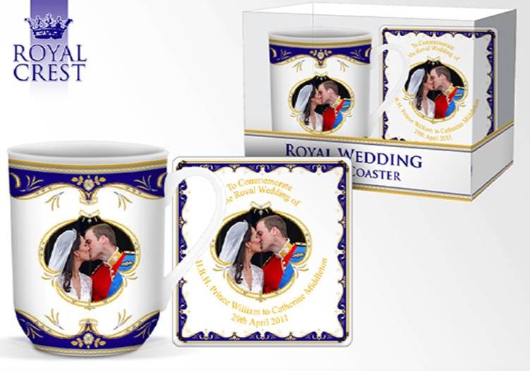 Royal Wedding "The Kiss" Fine Bone China York Mug & Coaster